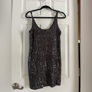 Express Charcoal Gray Sequin Mini Dress